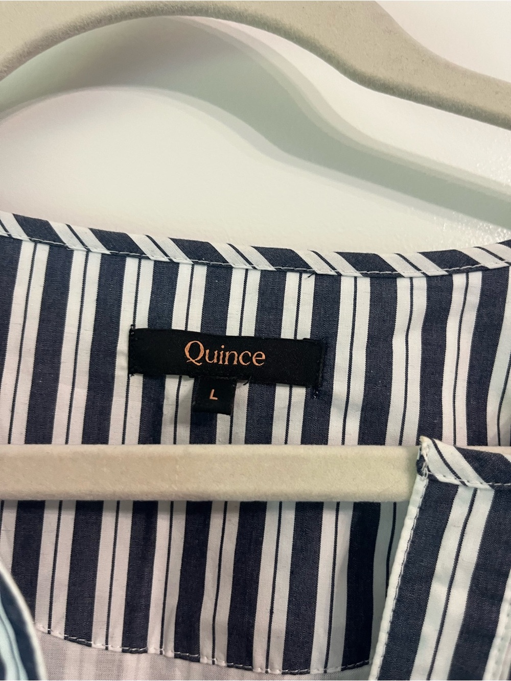 Quince 100% Organic Cotton Poplin Tiered Maxi Dress with Pockets Stripes Large - Picture 5 of 9